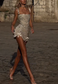 Glitter Champagne Tulle Beaded Birthday Outfits Short Sheath Homecoming Dress Cocktail Dress