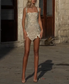 Glitter Champagne Tulle Beaded Birthday Outfits Short Sheath Homecoming Dress Cocktail Dress
