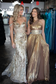 Gold Off the Shoulder Sequins Lace Mermaid Prom Dresses with Slit