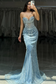 Gorgeous Mermaid Strapless Sleeveless Crystal Beaded Sparkly Tulle Prom Party Dress Evening Formal Gown with Train