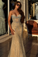 Gorgeous Mermaid Strapless Sleeveless Crystal Beaded Sparkly Tulle Prom Party Dress Evening Formal Gown with Train