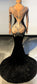 Vestido largo de noche sexy para mujer, elegante vestido de sirena de terciopelo con diamantes de imitación para fiesta de boda, vestido de graduación con cola de cristal, disfraces de escenario
