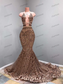 Vestidos de baile longos para festa, sereia sexy, com alças finas, lantejoulas douradas e rosas, para meninas negras africanas