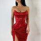 Vestidos de noche de novia con escote corazón, vestidos formales, abertura lateral, sirena, bata de noche con lentejuelas