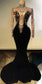 Vestido largo de noche sexy para mujer, elegante vestido de sirena de terciopelo con diamantes de imitación para fiesta de boda, vestido de graduación con cola de cristal, disfraces de escenario