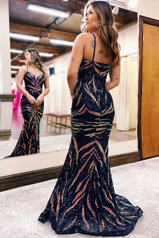 Mermaid Sweetheart Sequins Lace Long Prom Dresses