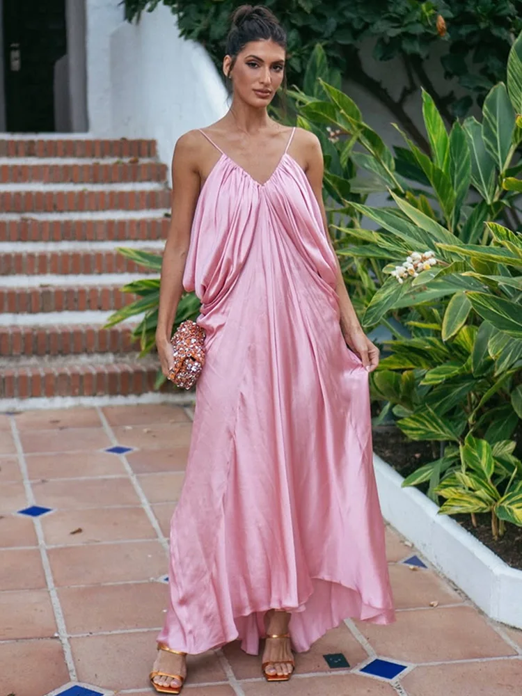 Minimalist Ruched Draped open back Prom Dresses