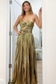 Modern A-Line Strapless Sleeveless Pleated 3D Flowers Gold Prom Party Dress Evening Formal Gown Birthday Party Dress