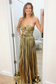 Modern A-Line Strapless Sleeveless Pleated 3D Flowers Gold Prom Party Dress Evening Formal Gown Birthday Party Dress