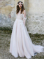 Off-The-Shoulder Tulle Illusion Sleeve Wedding Dress With Appliques