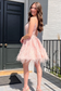 Peach Scoop Neck Appliques Short Homecoming Dress with Feather