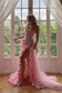 Pretty Sheath Sweetheart Pink Long Slit Prom Dresses Formal Evening Dress