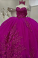 Princess Ball Gown Fuchsia Off Shoulder Tulle Appliqued Quinceanera Dresses
