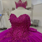 Princess Ball Gown Fuchsia Off Shoulder Tulle Appliqued Quinceanera Dresses