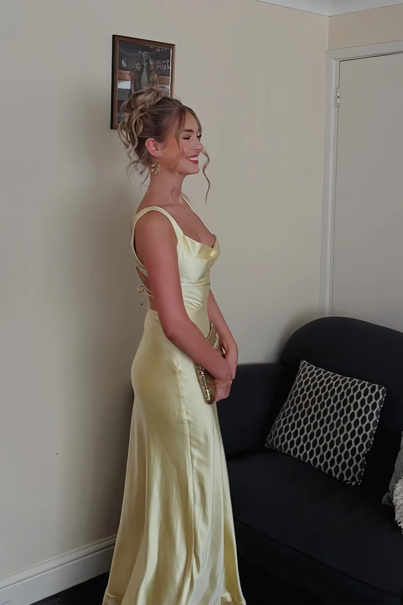 Red Wide Straps Side Slit Long Dress