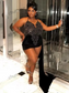 Black Velvet Prom Dresses Mini Party Outfitst Halter Sexy Backless