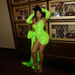 Green Short Mini Dress Overlay Side Newest Prom Gowns Leather Off Shoulder Sexy Women Dress To Party