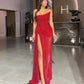 Customized Red Beading A-line Side Slit robes de soirée Strapless Backless Party Dresses Floor-Length Prom Dress 2025