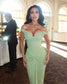 Green Off Shoulder Sequin Prom Dresses Mermaid Exquisite Customized