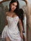 Sexy Strapless Lace Corset Draped Adjusted Dress Women White Black Red Lace Lace-up Bodycon Mini Dress Elegant Party Club Dress