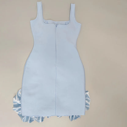 Women New Summer Bandage Dress Tank Square Collar Diamonds Appliques Bodycon Mini High Street Evening Club Party Dress