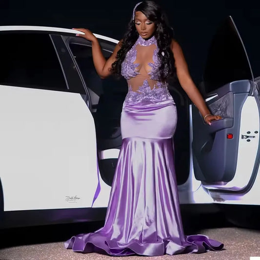 Modern Lavender Satin Prom Dresses 2025 For Black Girls Long Evening Occasion Party Gowns Customized