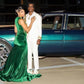 Exquisite Dark Green Velvet Mermaid Prom Dresses African Girls 2025 Crystal Wedding Party Gowns Customized