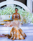 Aso Ebi Plus Size Gold Mermaid Wedding Dresses Lacefull Full Sleeves Lace Crystals Bridal Gowns Dress Vestidos De Novia