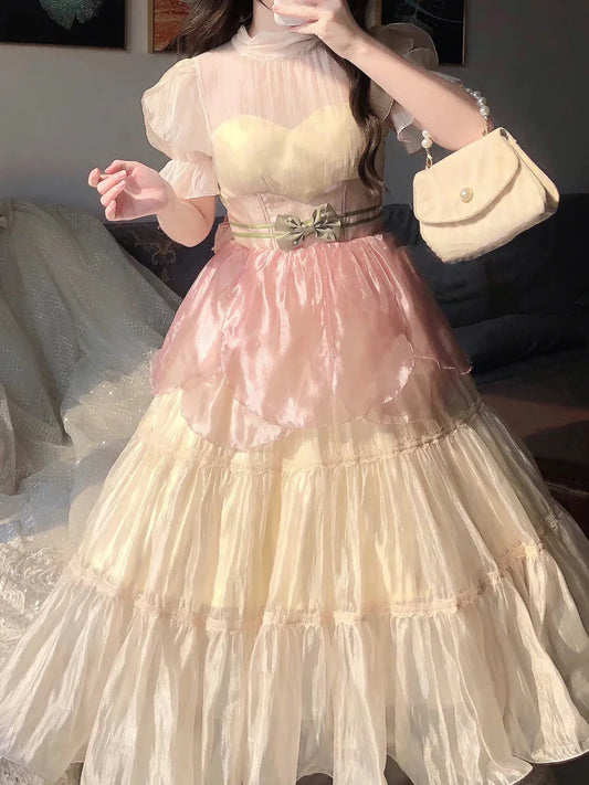 Vestido de baile vintage, decote alto, mangas curtas, vestido de festa, vestidos de aniversário, roupas de aniversário