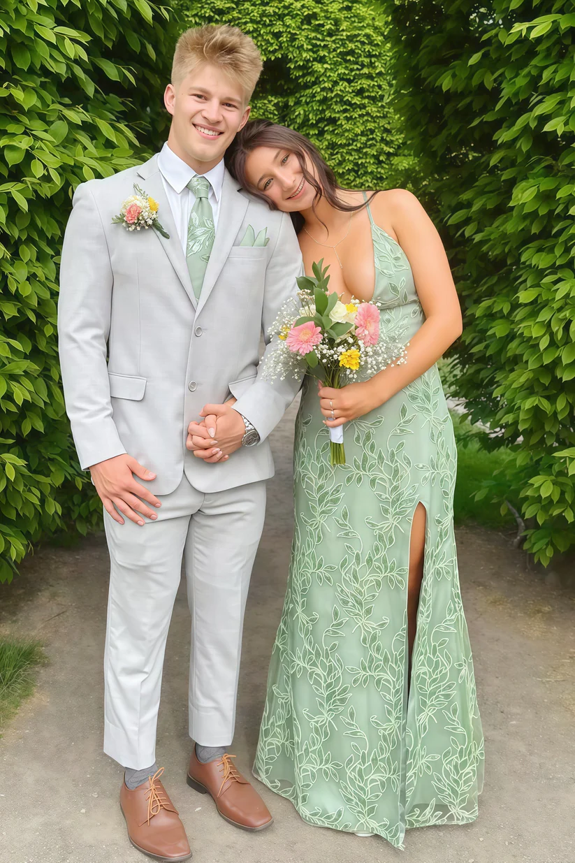 Sage Green V Neck Fitted Long Dress