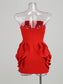 Vestido de noche sexy sin tirantes con flores grandes en 3D, vestido de cumpleaños rojo para mujer, elegante vestido de fiesta de verano a la moda.