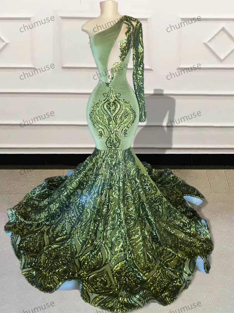 Vestido largo de sirena con lentejuelas brillantes para fiesta de graduación 