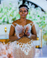 Aso Ebi Plus Size Gold Mermaid Wedding Dresses Lacefull Full Sleeves Lace Crystals Bridal Gowns Dress Vestidos De Novia