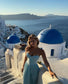 Blue Draped Column Prom Dresses Strapless Customized