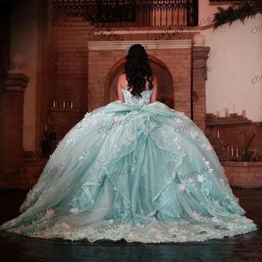 vestido de quinceanera verde menta vestido de baile rosa