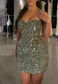 Sweetheart Straps Sequins Sparkly Sheath Party Homecoming Dress