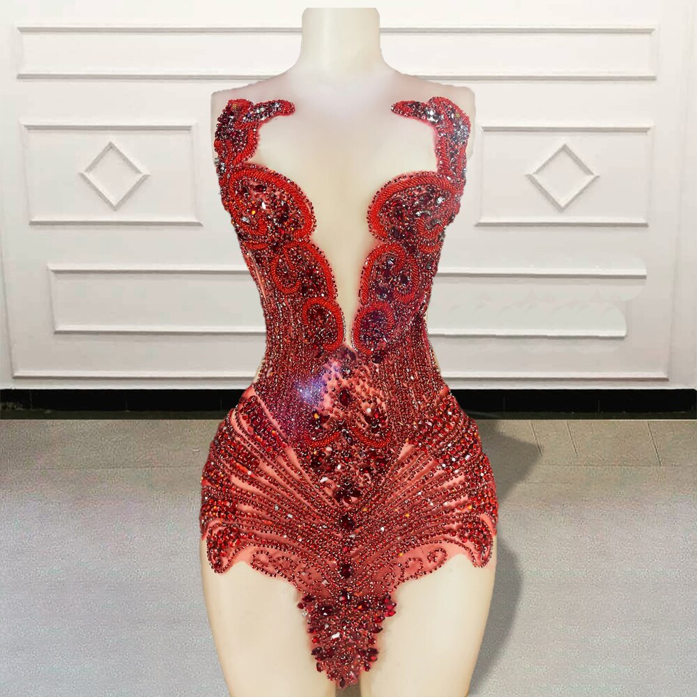 Vestidos de baile curtos e sensuais, transparentes, deslumbrantes, com contas de cristal e diamantes, pretos, para meninas, minivestido de coquetel para festa de aniversário, feito sob medida