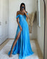Vestidos de fiesta de gasa amarilla sin tirantes, corte A, abertura lateral, vestido de novia personalizado, sin mangas, largo hasta el suelo