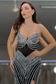 Sexy & Hot Sheath Sweetheart Neck Straps Sleeveless Beaded Pleated Prom Party Dress High Side Slit and Train Evening Gown