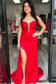 Sexy & Hot Sheath V Neck Sleeveless Pleated Beaded Prom Party Dress High Side Slit and Train Evening Gown Cocktail Dress Evening Dress