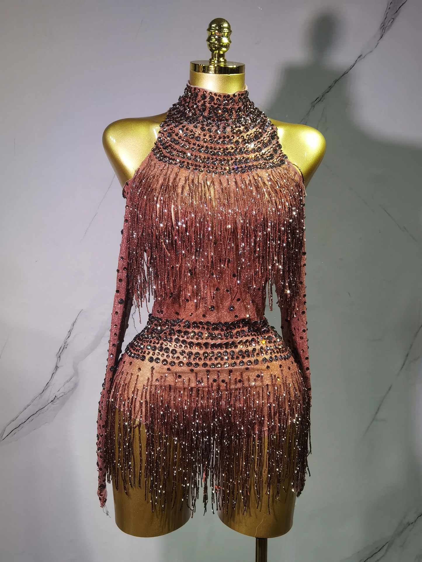 Sexy Performance Dance Costume Singer Dancer Stage Wear Sparkly Rhinestones Sequins Tassel Bodysuit for Women Birthday Outfit