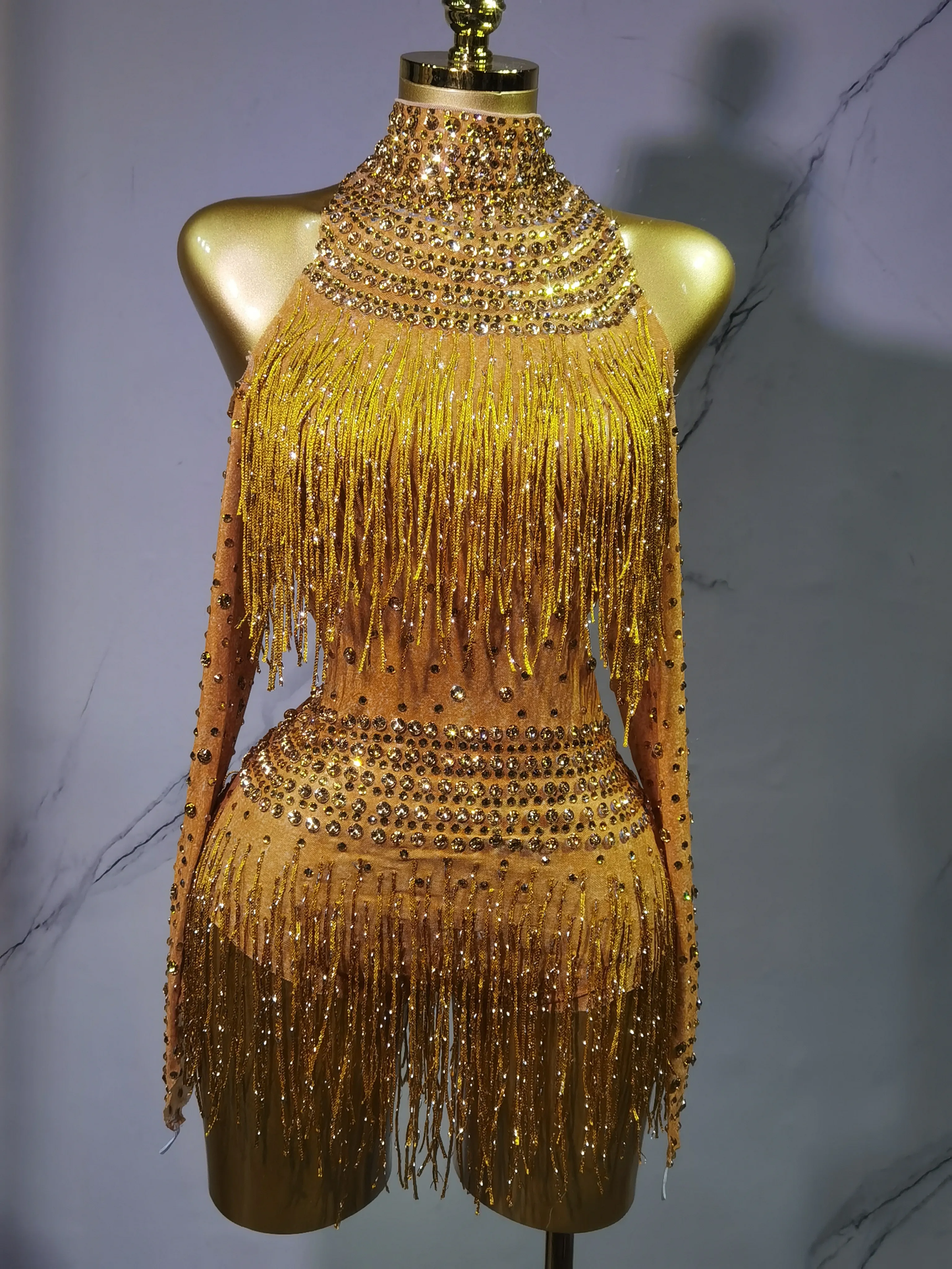 Sexy Performance Dance Costume Singer Dancer Stage Wear Sparkly Rhinestones Sequins Tassel Bodysuit for Women Birthday Outfit