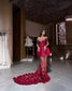 Couture 2025 Burgundy Floral Evening Dresses Fashion Formal Gown Vestidos de fiesta Custom 3D Flowers Unique Evening Party Dress