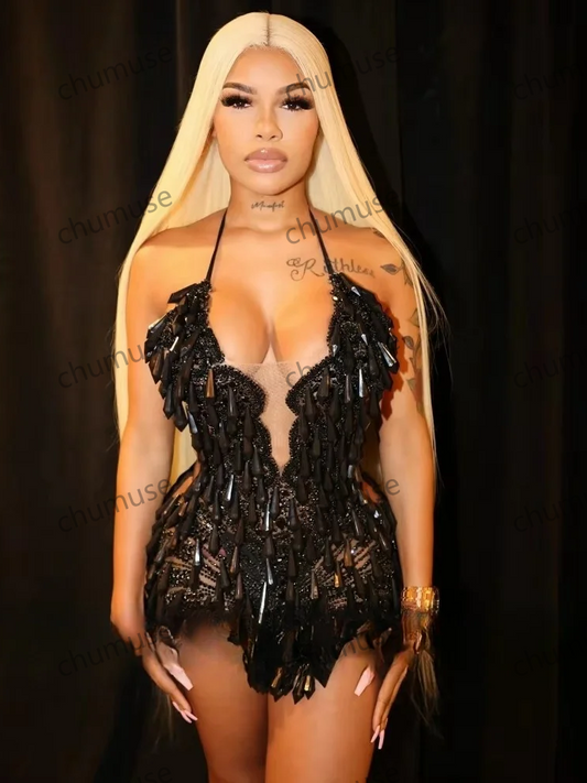 Black Crystals Short Prom Dresses For Black Girl