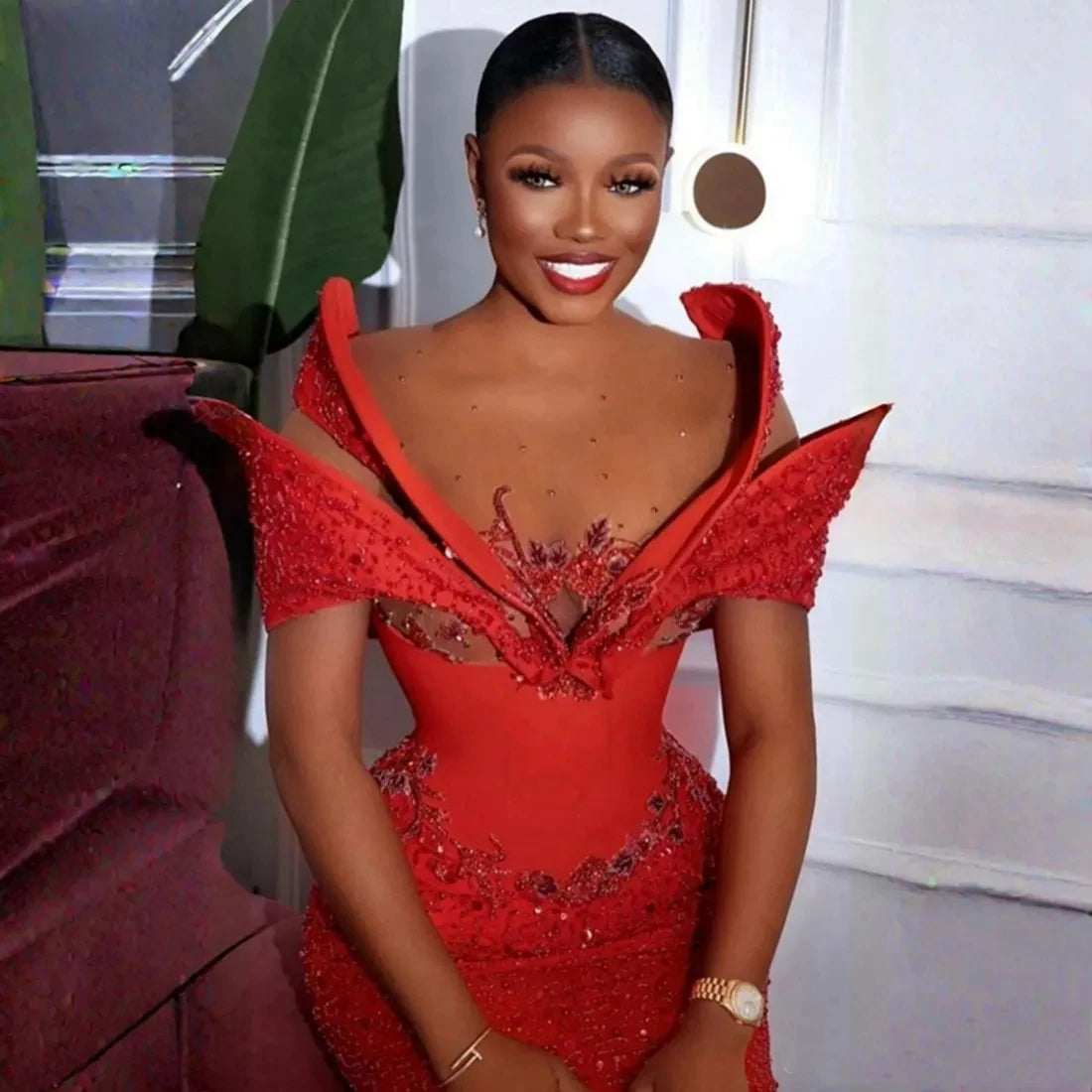 Plus Size Aso Ebi Prom Evening Gowns Illusion Mermaid Formal Birthday Dress Second Reception Dresses for African Black Women