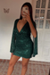 Sheath Low V Neck Long Sleeves Fully Sequins Homecoming Dress