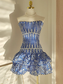 Sheath Strapless Royal Blue Lace Vacation Dress Short Birthday Dresses