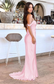 Shoulder Satin Pink Evening Dress UK Floor length Mermaid