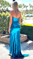 Sparkle Blue Strapless Mermaid Prom Dresses Long Evening Party Dresses