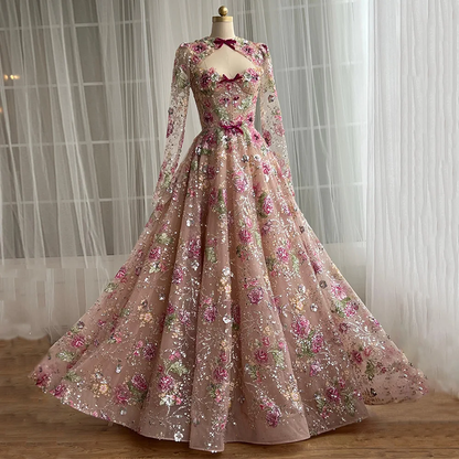 Sparkling Formal Evening Dress Customized Sweetheart Beading Sequined Lace Prom Gown with Bolero A Line Party Dresses